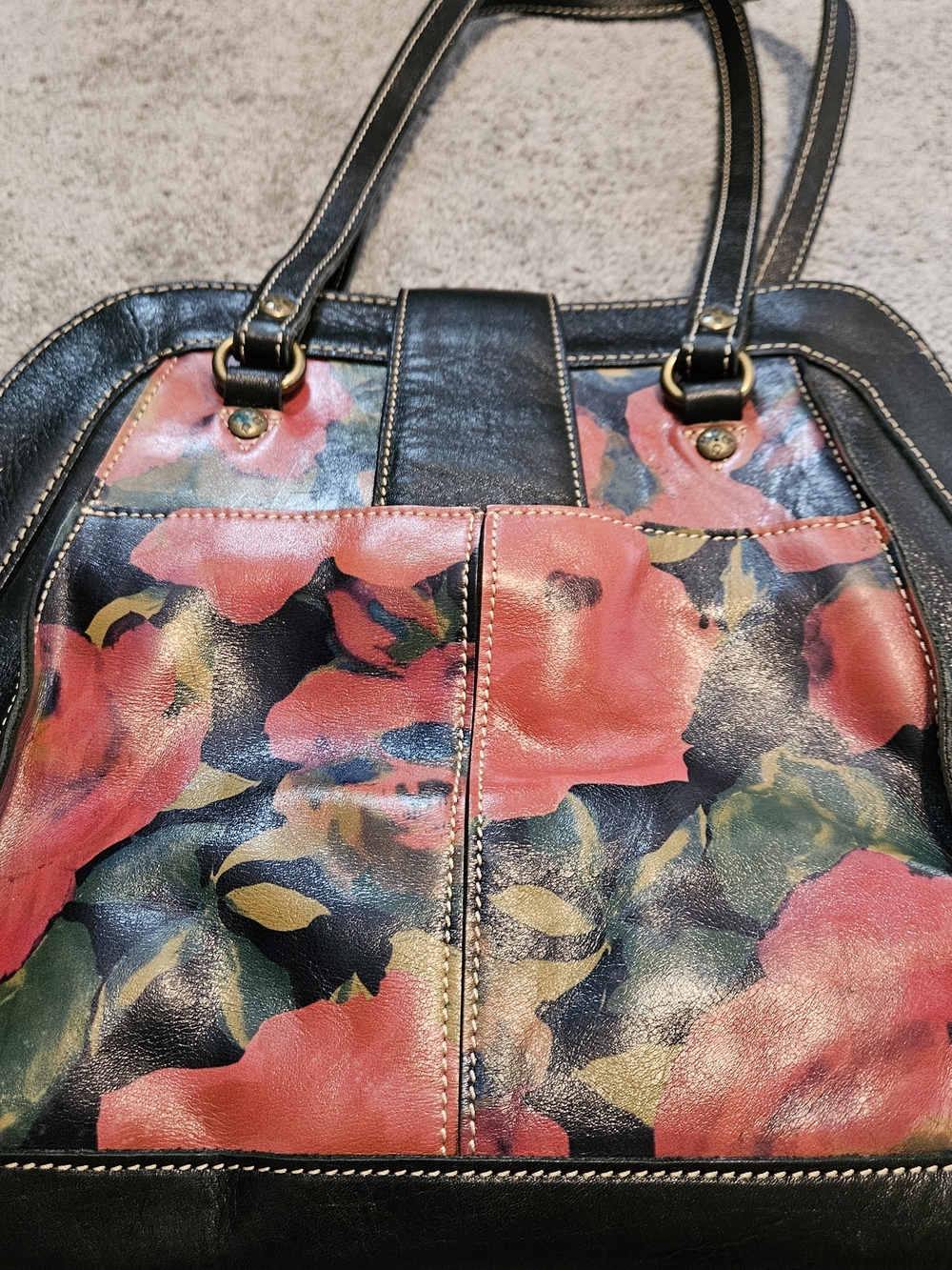 Patricia Nash Black Floral Satchel with Multicolor Bloom - Picture 4 of 6